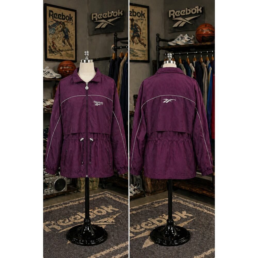 Vintage Reebok Anorak Windbreaker Jacket Purple Nylon Zip Women’s L